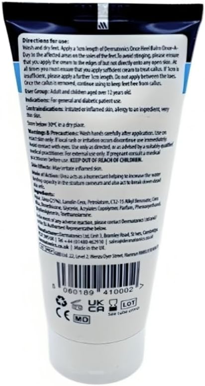 Dermatonics Once Heel Balm - Long-Lasting Relief For Rough, Dry, And Callused Heels And Feet | Paraben-Free And Clinicaly Proven | Visible Result In 8 Days | 200 Ml