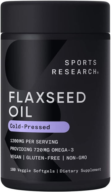 Sports Research Vegan Flaxseed Oil (1200mg) Herbal Supplement with Pla