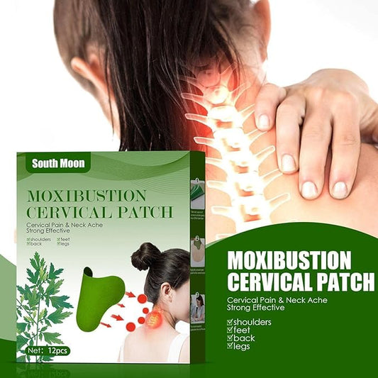 Moxibustion Cervical Patch – Wormwood & Mugwort Heat Relief for Neck, Shoulder, Back, Waist & Joint Pain
