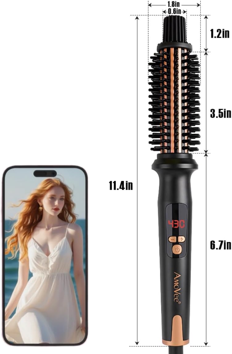 Heated Round Brush, Fast Heating Curling Iron For Blowout Look, 3 Temp Settings, 1.25 Inch Thermal Brush With Dual Voltage, Smooth And Voluminous Curls For Travel : Beauty & Personal Care