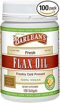 Barlean'S Omega 3 6 9 Flaxseed Oil Supplements, Cold-Pressed Flax Seed Supplement Softgels With 1650 Mg Ala Fatty Acids, 100 Count