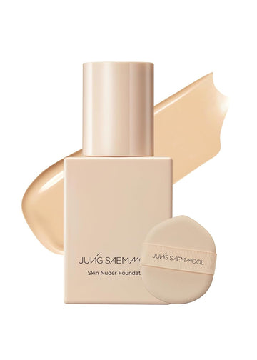 Jungsaemmool Official Skin Nuder Foundation 1.0 Fl Oz (30 Ml) With Exclusive Puff (N Light) | Korean Foundation | Makeup Artist Brand | Flawless Coverage | Dewy Finish | Long-Lasting
