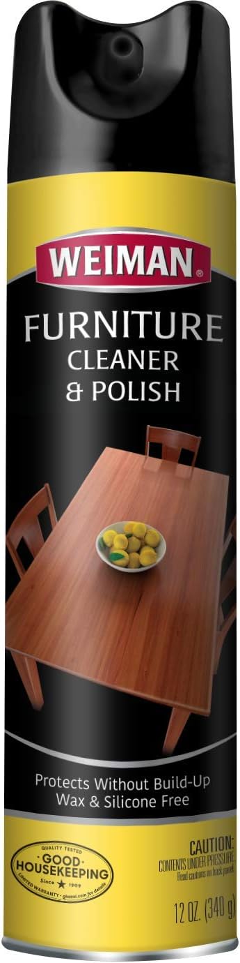 Weiman Wood & Furniture Cleaner & Polish - 12 Ounce - Aerosol Protect Clean Polish Wax Your Wood Tables Chairs Cabinets