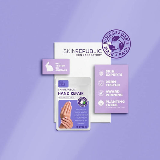 Skin Republic Hand Repair Mask | Moisturizing Gloves | With Collagen, Shea Butter & Vitamin E | For Dry, Rough Hands | Leaves Skin Soft, Smooth & Youthful (1 Pair)