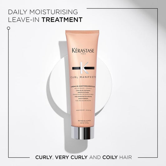 Kérastase Curl Manifesto, Daily Ultra-Lightweight Cream Conditioning Treatment, For Curly & Coily Hair, With Manuka Honey & Ceramide, Creme De Jour Fondamentale, 150Ml