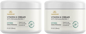 Swanson Vitamin K Cream With Menaquinone-7 - Eye Cream To Help Minimize The Appearance Of Dark Circles Under The Eyes - Topical Cream To Help Nourish And Brighten The Skin - (2 Fl Oz) 2 Pack