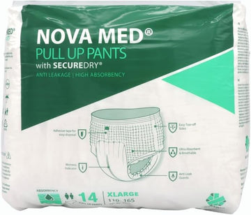 Nova Med Adult Incontinence Pants Women & Men, Pull Up Pants, Adult Pull Up Nappies - 14 Pants Per Pack (X-Large) - 2150Ml Absorbency (1 Pack Of 14) - A British Brand