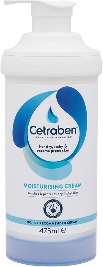 Cetraben Moisturising Cream, For Dry, Itchy, Sensitive & Eczema-Prone Skin, Soothe, Moisturise, Hydrate, & Protect, Dermatological Moisturiser,Daily Use On The Body, Fragrance Free, 1 X 475Ml
