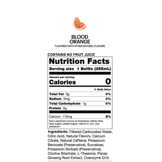 Uptime Energy Drink, Blood Orange Sparkling, 12 Pack, Vitamin C, L Theanine, Calcium, Sugar Free Energy Drinks For Focus Support, 142Mg Of Natural Caffeine, 0 Calories, Clean, Natural, 12 Fl Oz Cans