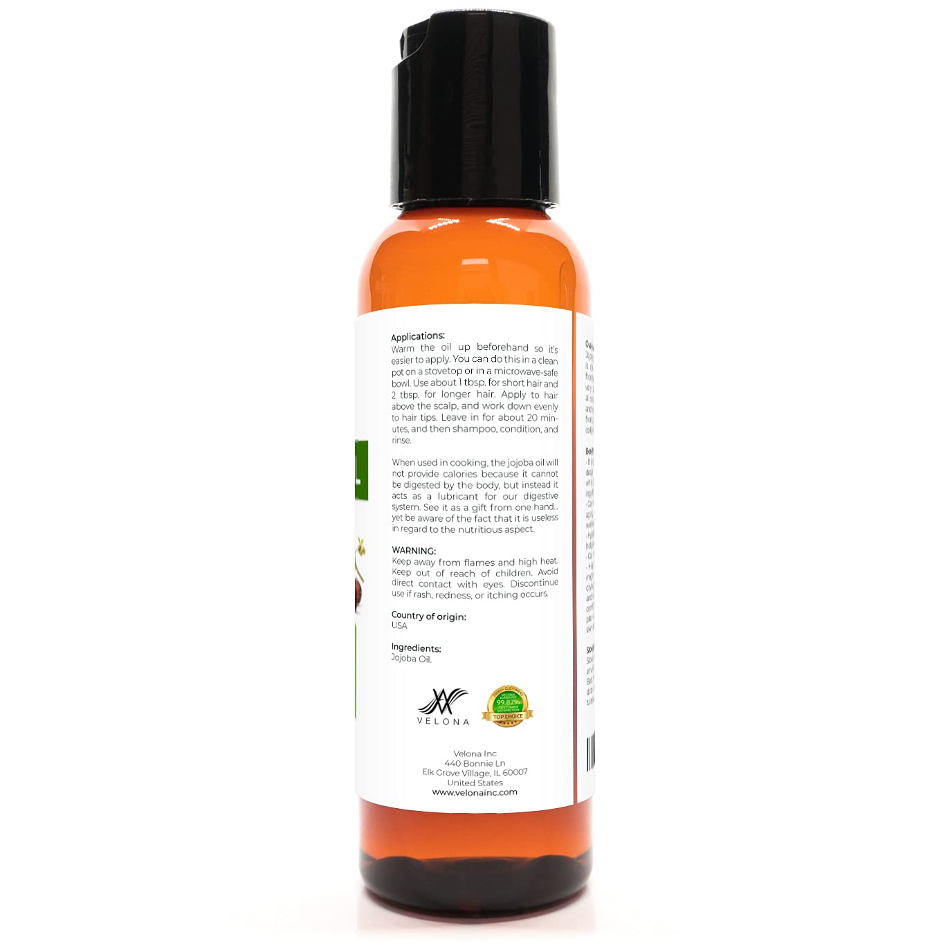 velona Jojoba Oil 2 oz | 100% Pure and Natural Carrier Oil | Clear, Refined, Cold Pressed | Moisturizing Face, Hair, Body and Skin Care | Use Today - Enjoy Results : Beauty & Personal Care