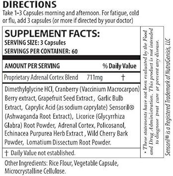 Adrenal Dmg - 180 Capsules - Support Daytime Energy, Better Sleep, Immune System, Reduce Stress Levels, And Fatigue - All Natural Supplement