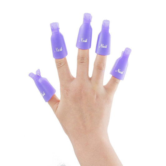 Gospire 10 Pcs Plastic Nail Clip Nail Art Gel Polish Remover Soak Off Cleaner Cap Clip (purple)