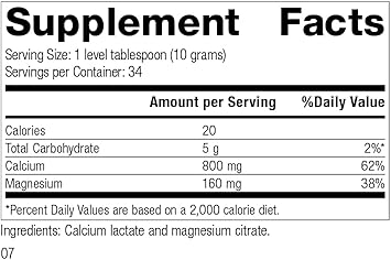 Standard Process Calcium Lactate Powder - Immune Support And Bone Strength - Bone Health And Muscle Supplement With Magnesium And Calcium - 12 Ounces