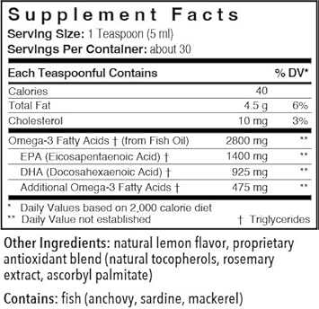 Patient One Omega 2800 Liquid | Supplement To Support Heart, Cognitive And Joint Health* | High-Potency Omega-3 Fish Oil | Lemon Flavor | 5 Fl Oz