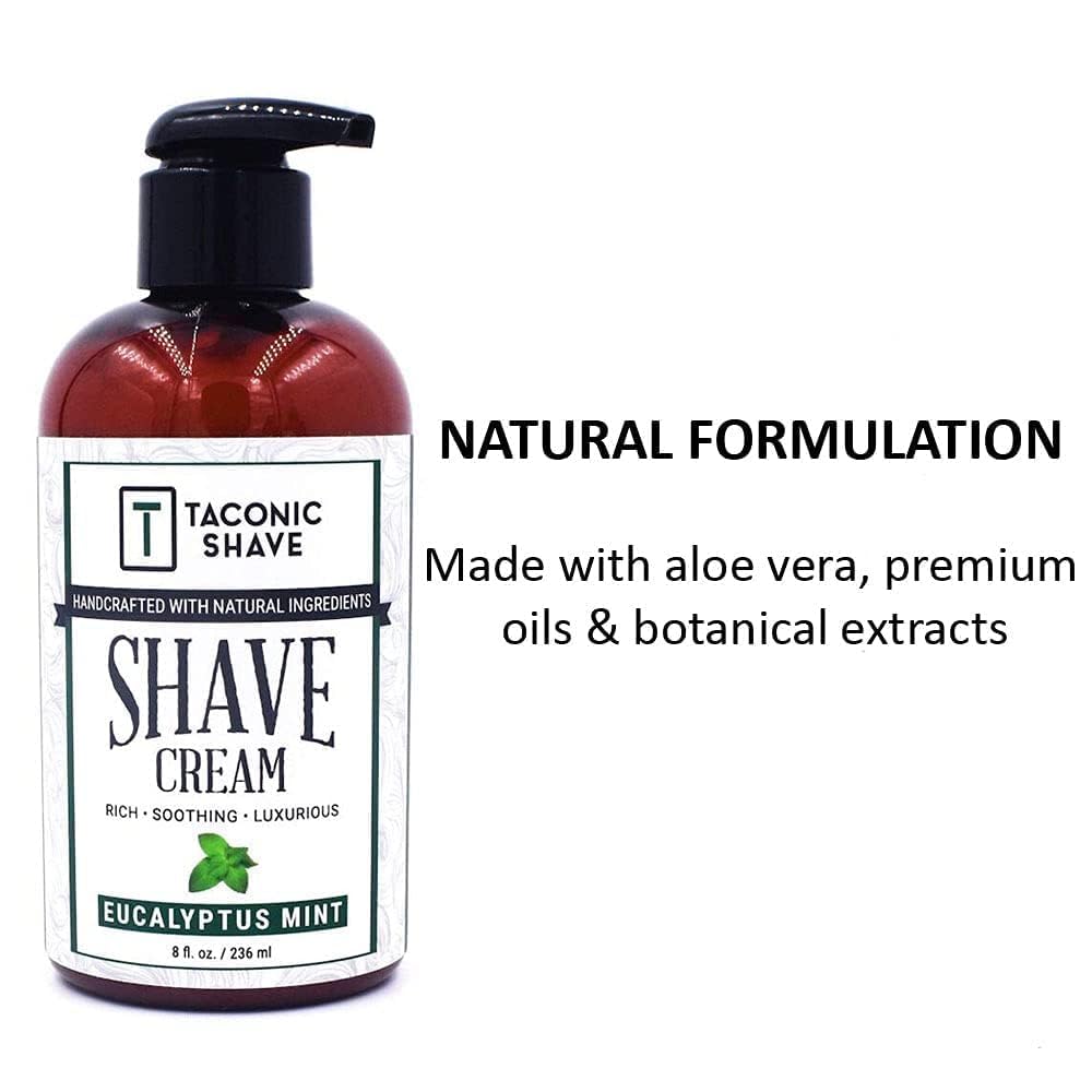 Taconic Shave, Natural Shaving Cream - Eucalyptus & Mint – Ultra-Rich High Lather Formula – Natural Shave Cream For Men & Women In 8 Oz. Pump Bottle – Scented Shaving Cream : Beauty & Personal Care