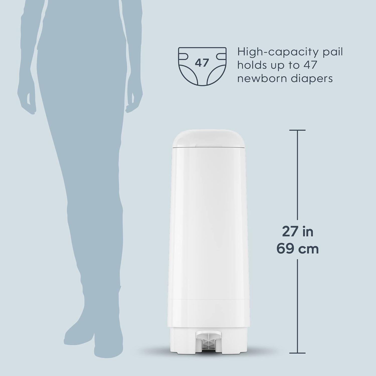 Diaper Genie Signature Pail Includes 1 Easy Roll Refill with 18 Bags | Holds Up to 846 Newborn-Sized Diapers Per Refill : Baby