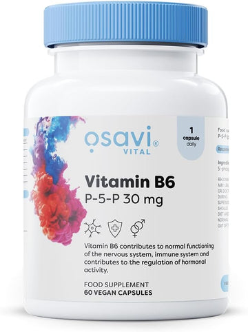 Osavi Vitamin B6 P–5–P 30Mg – 120 Vegan Capsules | Active Coenzymatic Form Of Pyridoxal–5’–Phosphate | High Potency 18 Mg Vitamin B6 Per Capsule | Clean Label, Vegan Friendly