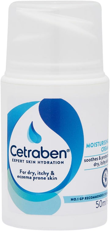 Cetraben Moisturising Cream, For Dry, Itchy, Sensitive & Eczema-Prone Skin, Soothe, Moisturise, Hydrate, & Protect, Dermatological Moisturiser,Daily Use On The Body, Fragrance Free, 1 X 50Ml