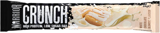 Warrior Crunch - High Protein Bars - 20G Protein Each Bar - Low Carb, Low Sugar Snack - 12 Pack X 64G (White Chocolate Blondie)