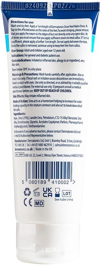 Dermatonics Once Heel Balm | Long-lasting Relief for Rough, Dry, and Callused Heels and Feet | Clinically Proven | Visible Result in 8 Days | 75 ml : Amazon.co.uk: Beauty