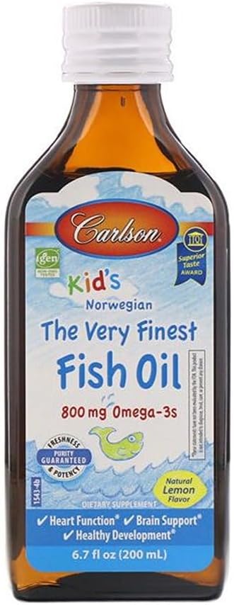 Carlson Kid'S The Very Finest Fish Oil, Lemon, Norwegian, 800 Mg Omega-3S, 200 Ml