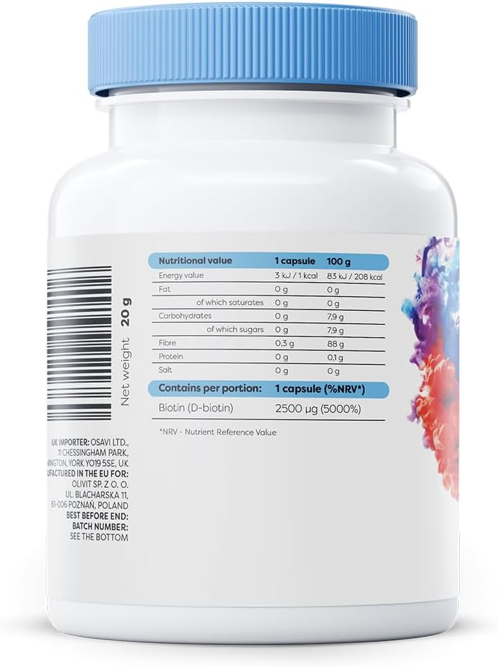 Osavi Biotin 2,500 µg – 60 Vegan Capsules | Essential Beauty Vitamin for Healthy Hair, Skin & Nails | Supports Metabolism & Nervous System | Clean Label | Vegan–Friendly : Amazon.co.uk: Health & Personal Care