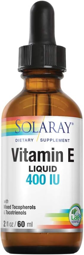 Solaray Vitamin E Drops 400Iu | Unflavored W/Mixed Tocopherols | Healthy Heart, Antioxidant Activity & Skin Support | Vegan | 2 Fl Oz