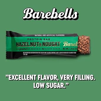 Barebells Protein Bars Hazelnut & Nougat - 12 Count, 1.9Oz Bars - Protein Snacks With 20G Of High Protein - Chocolate Protein Bar With 1G Of Total Sugars - On The Go Protein Snack & Breakfast Bars