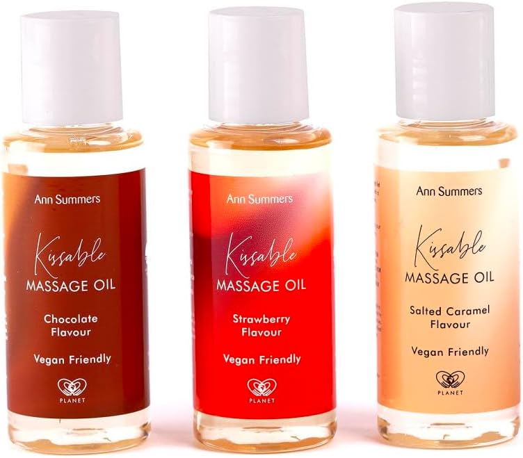 Ann Summers Flavoured Kissable Massage Oil Trio Set, 3 Mini Bottles Massage Oil in Strawberry, Salted Caramel and Chocolate Flavours, Moisturing Formula : Amazon.co.uk: Health & Personal Care