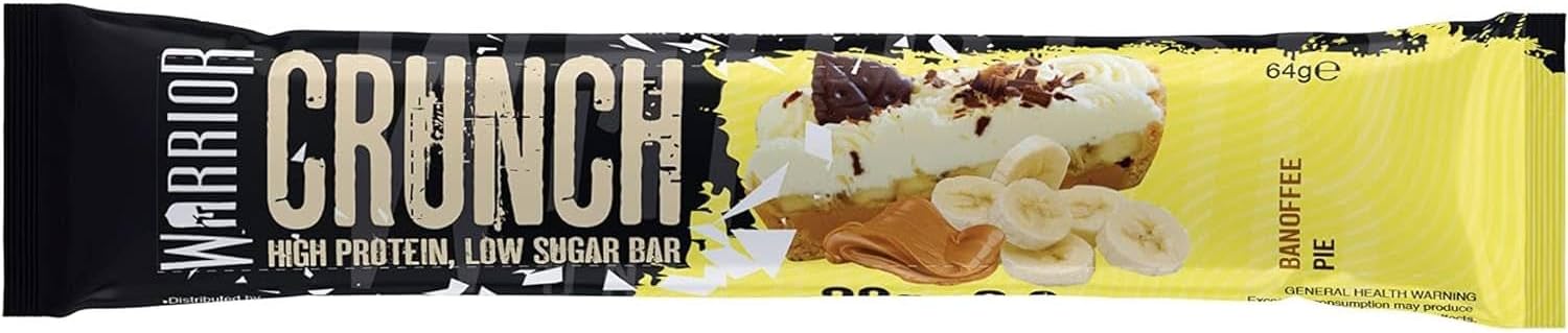 Warrior Crunch - High Protein Bars - 20g Protein Each Bar - Low Carb, Low Sugar Snack - 12 Pack x 64g (Banoffee Pie) : Amazon.co.uk: Health & Personal Care