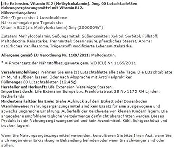 Life Extension Vitamin B12 Methylcobalamin, Nerve Health Supplement, Cognitive Support, Energy Vitamin, methylcobalamin B12, 5 mg, Quick-Dissolving, Gluten-Free, Non-GMO, Vegetarian, 60 lozenges : Health & Household