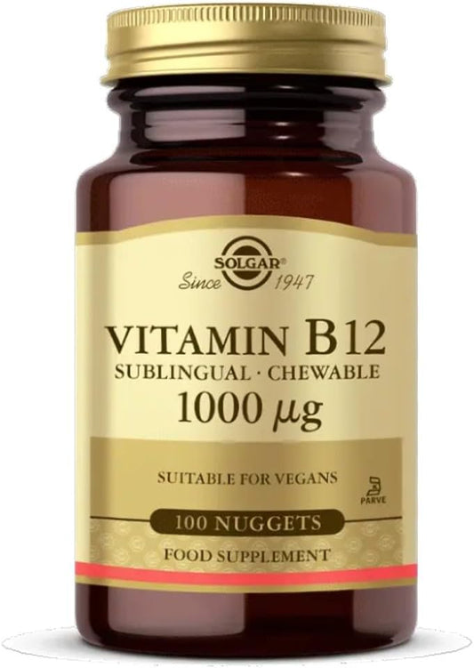 Solgar Sublingual Vitamin B12 1000 Mcg - 100 Nuggets - Non-Gmo, Vegan, Gluten Free, Dairy Free, Kosher, Halal - 100 Servings