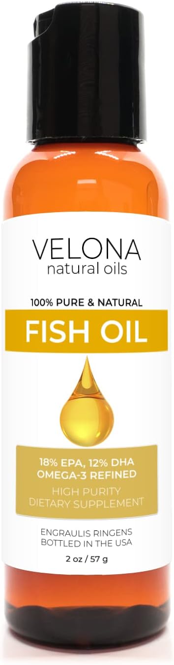 velona Fish Omega-3 Oil 2 oz | 100% Pure and Natural Carrier Oil | Refined, Cold pressed | Vitamin E, D, Omega-3 | Cooking, Skin, Face, Body, Hair Care | Use Today - Enjoy Results
