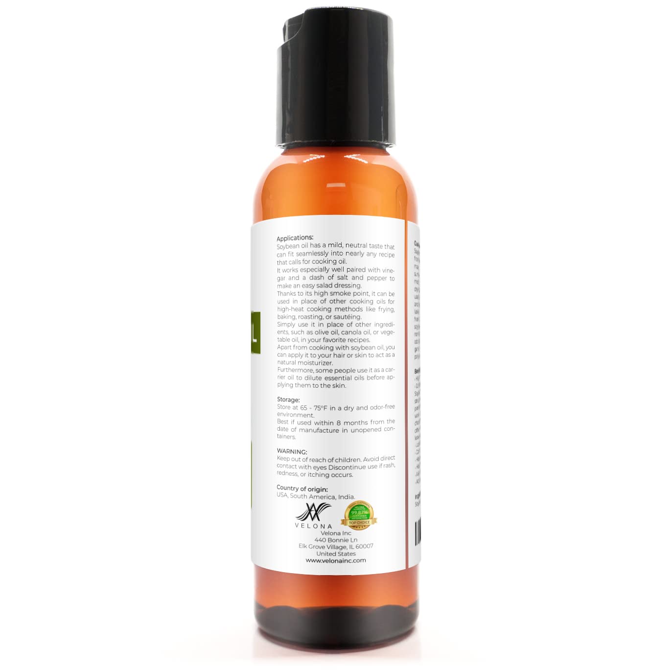 velona Soybean Oil - 2 oz | 100% Pure and Natural Carrier Oil | Refined | Cooking, Baking, Skin, Hair, Body & Face Moisturizing | Use Today - Enjoy Results : Beauty & Personal Care