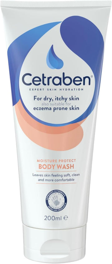 Cetraben Moisture Protect Body Wash, Gentle And Non-Drying Formula, Locks In Moisture, Leaves Skin Soft, Clean And More Comfortable, Avoid Irritation, For Use In The Shower Or Bath, 1 X 200Ml