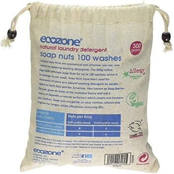 Ecozone Soap Nuts Natural Laundry Detergent, 100% Organic Biodegradable Washing Machine Pellets, Plastic Free, Effective Eco Cleaning For Clothing & Fabrics, Hypoallergenic & Vegan Friendly (300G Bag)