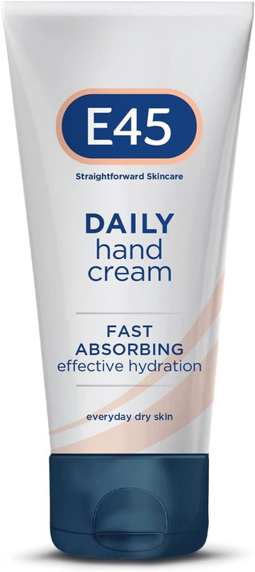 E45 Repairing Hand Cream 50Ml - E45 Hand Cream For Dry And Damaged Hands - Suitable For Dry And Senstive Skin - Non-Greasy Hand Repair Cream For Soft And Supple Hands - Fast Absorption Formula