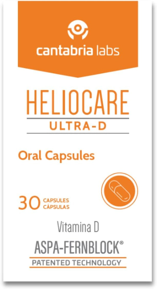 Heliocare Ultra-D Capsules, Skin Boosting Vitamin D Supplements, Aspa-Fernblock+ Technology Protects Against Uva, Uvb, Visible And Infrared Hazards, Reduces Blotchy Skin (30 Capsules)