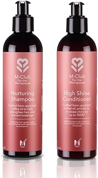 M-Club Menopause Shampoo & Conditioner Duo Pack - For Women Strengthens & Hydrates Menopause Hair – Made From Upcycled Coffee Oil Shampoo Conditioner For Menopausal Hair - Vegan Eco Formula – 2X 250Ml