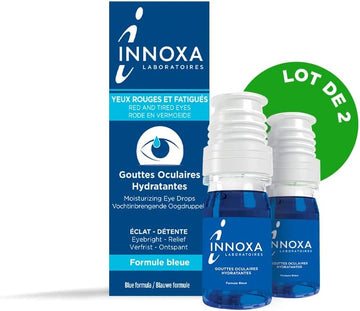 Innoxa - Blue Formula Drops - Eye Drops - Repairs Red And Tired Eyes - Original Formula - Made In France Sterile And Without Preservatives - 10 Ml - Pack Of 2 X 10 Ml