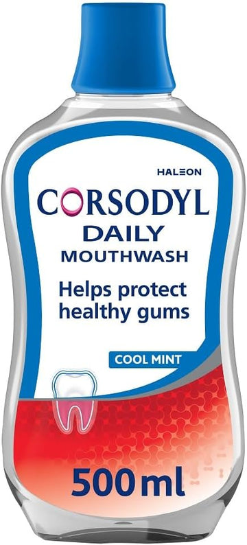 Corsodyl Mouthwash Daily Gum Health, Fluoride Mouthwash, Alcohol Free, Cool Mint, 500Ml