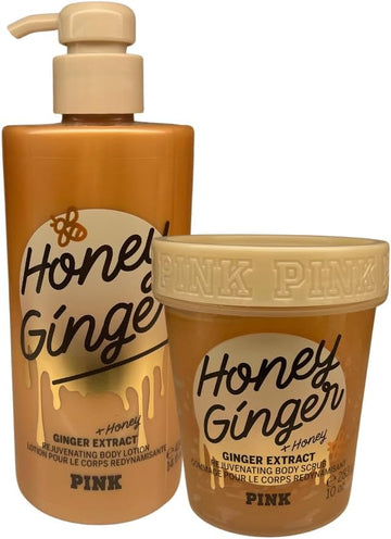 Victoria'S Secret Honey And Ginger 2 Pack Body Lotion 450Ml Body Scrub 300Ml