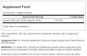 Swanson Made With Organic Beet Juice Freeze Dried 500 Milligrams 60 Veg Capsules