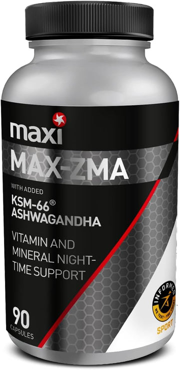 Maximuscle Max-Zma | Zinc, Magnesium, Vitamin B6 & Ksm-66 Ashwagandha For Recovery & Support | 90 Capsules - 1 Month Supply
