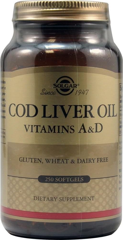 Solgar, Cod Liver Oil, Vitamin A & D, 250 Softgels - 2Pc