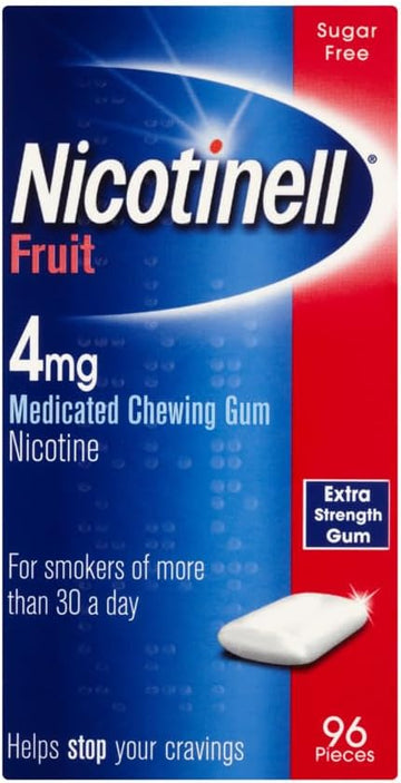 Nicotinell Nicotine Gum, Quit Smoking Aid, Fruit Flavour, 4 Mg, 96 Pieces (Pack Of 5)