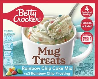 Betty Crocker Mug Treats Rainbow Chip Cake Mix With Frosting, 4 Servings, 13.9 Oz