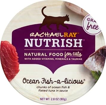 Rachael Ray Nutrish Natural Wet Cat Food With Added Vitamins, Minerals & Taurine, Ocean Fish-A-Licious Recipe, 2.8 Ounce Cup (Pack Of 12), Grain Free