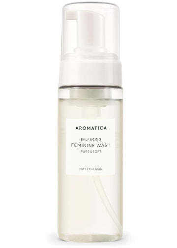 Aromatica Pure & Soft Feminine Wash Chamomile & Tea Tree (Soft Foam Type) 5.7 Fl. Oz / 170 Ml - Gentle And Soothing Intimate Herbal Feminine Wash - Ph-Balanced, Calming, Vegan, Cruelty Free
