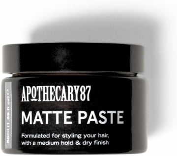 Apothecary 87 Matte Paste | Matte Finish, Medium Hold, Light Weight Hair Styling Paste | Creates Volume, Texture & Hold | All Hair Types | Premium Formulation | 50Ml